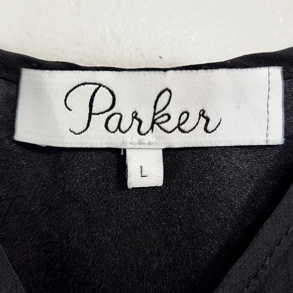 FINAL💲🔥Parker Black 100% Silk V-Neck Spaghetti Strap Romper, Size L ~ EUC - Picture 5 of 7